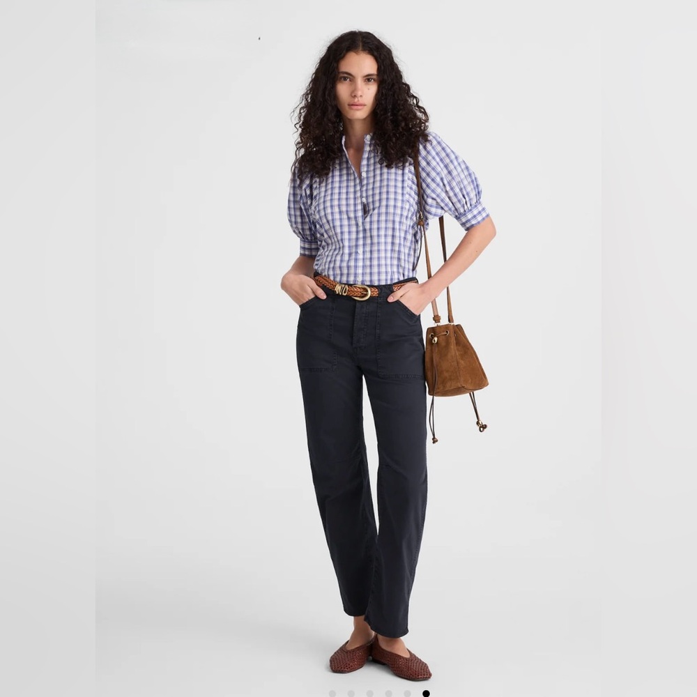 Madewell The Darted Barrel-Leg Utility Pant in Dark Navy, size 29